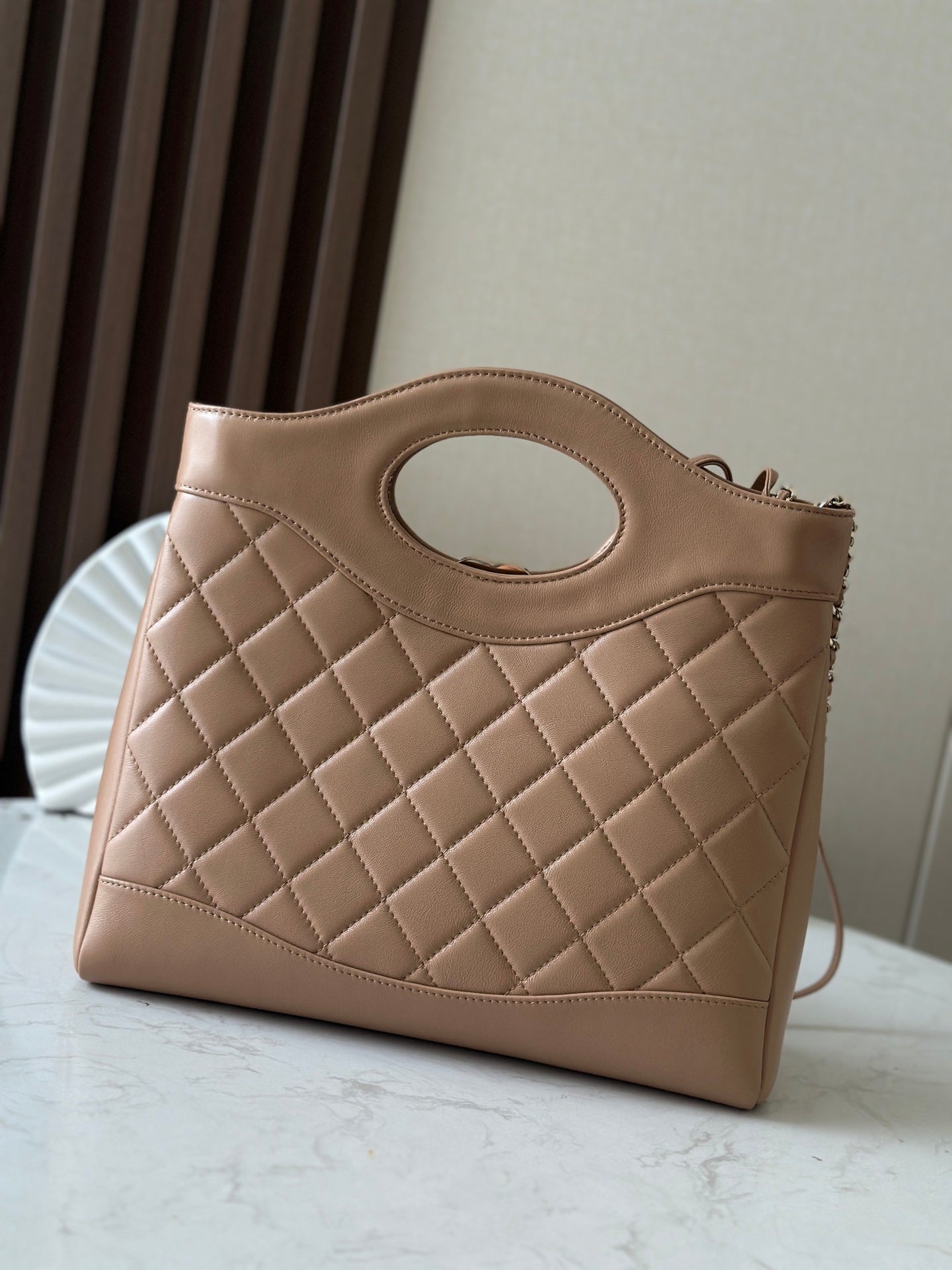 CHANEL 26S MINI SHOPPING BAG 32 IN TAUPE BROWN LAMBSKIN