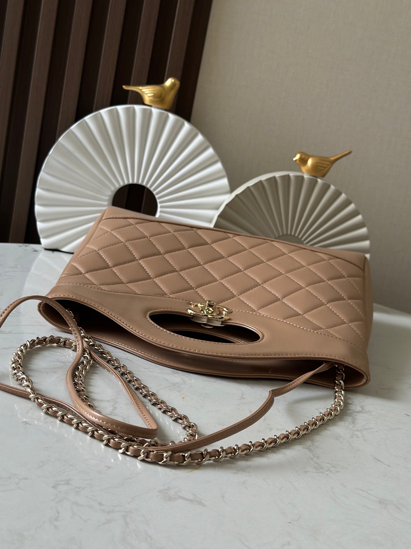 CHANEL 26S MINI SHOPPING BAG 32 IN TAUPE BROWN LAMBSKIN