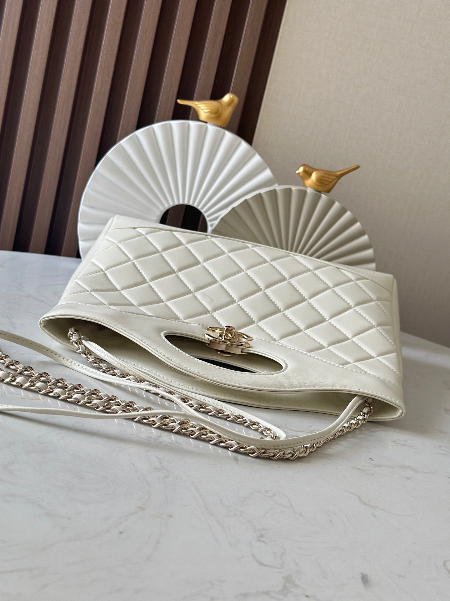 CHANEL 26S MINI SHOPPING BAG 32 IN WHITE LAMBSKIN
