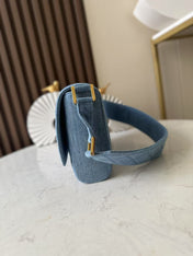 CHANEL 25S SHOULDER BAG 26 IN BLUE DENIM WITH GOLD HARDWARE