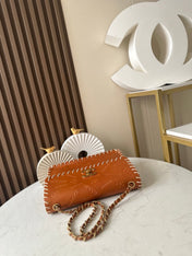CHANEL 25S FLAP BAG 25 IN BROWN CALFSKIN WITH GOLD HARDWARE