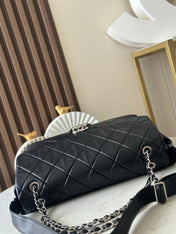 CHANEL 25S SHOULDER BAG 40 IN BLACK CAVIAR WITH SILVER HARDWARE