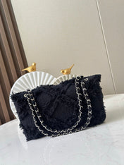 CHANEL 26S FLAP BAG 27 IN BLACK TWEED