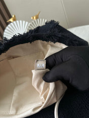 CHANEL 26S FLAP BAG 38 IN BLACK TWEED