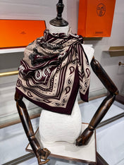 HERMES 26S SCARF 140 IN SILK AND CASHMERE 495973