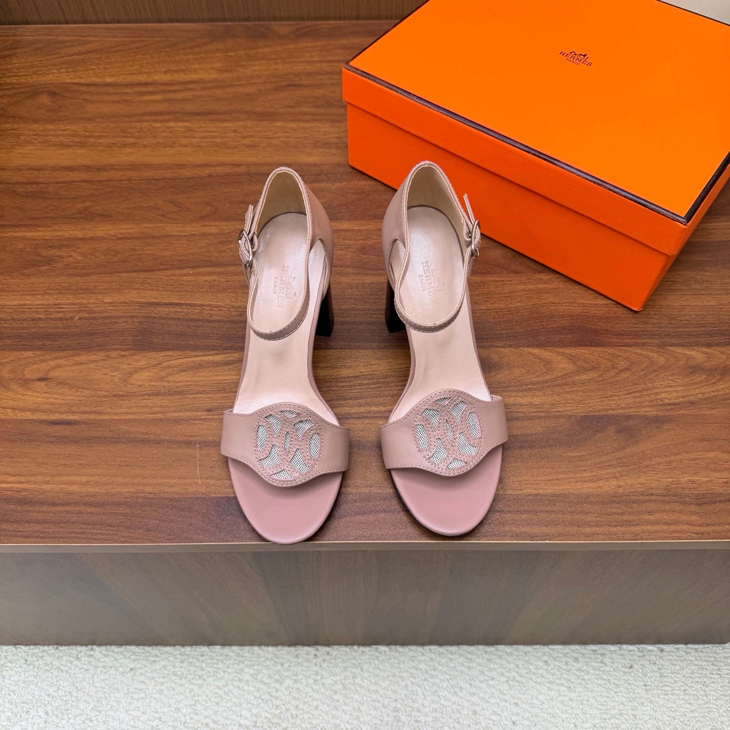HM 26S MARQUISE SANDAL 85MM IN NUDE PINK CALFSKIN
