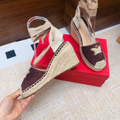 VALENTINO 26S ESPADRILLE WEDGE SANDALS 95 MM IN DARK BROWN SUEDE
