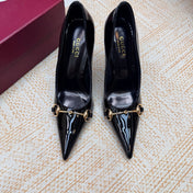GUCCI 26S HORSEBIT PUMPS 105 MM IN BLACK PATENT CALFSKIN