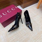GUCCI 26S HORSEBIT PUMPS 105 MM IN BLACK PATENT CALFSKIN