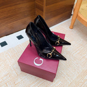 GUCCI 26S HORSEBIT PUMPS 105 MM IN BLACK PATENT CALFSKIN