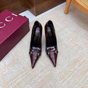 GUCCI 26S HORSEBIT PUMPS 105 MM IN DARK RED CROCODILE EMBOSSED LEATHER
