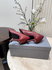 CURVED HEEL SHALLOW MOUTH PUMPS IN CADILLAC CALFSKIN