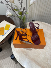6AM HIGH SANDAL 95 MM IN WINE RED PATENT LAMBSKIN