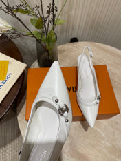 HIGH SLINGBACKS 5 CM IN WHITE CALFSKIN
