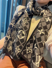 SCARF 180 CM IN BLACK MIX WHITE CASHMERE 398237
