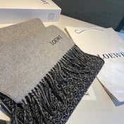 SCARF 180 CM IN BLACK MIX LIGHT GRAY WOOL AND CASHMERE 415236