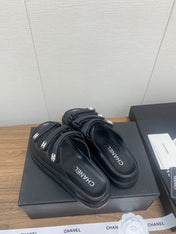 DAD SANDAL IN BLACK LAMBSKIN MULE