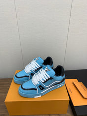 LV WOMEN'S TRAINER IN CERULEAN BLUE CALFSKIN