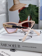 SQUARE SUNGLASSES 581358 IN NUDE PINK ACETATE EMBOSSED MONOGRAM LOGO