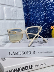 MONTAIGNE SUNGLASS 560858 IN IVORY ACETATE GREY YELLOW SMOKE LENSES