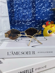 LOGO SUNGLASSES 560865 IN HAVANA ACETATE GOLD METAL BROWN LENS