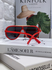 BLACKWOOD SUNGLASSES 567457 IN RED ACETATE GOLD METAL