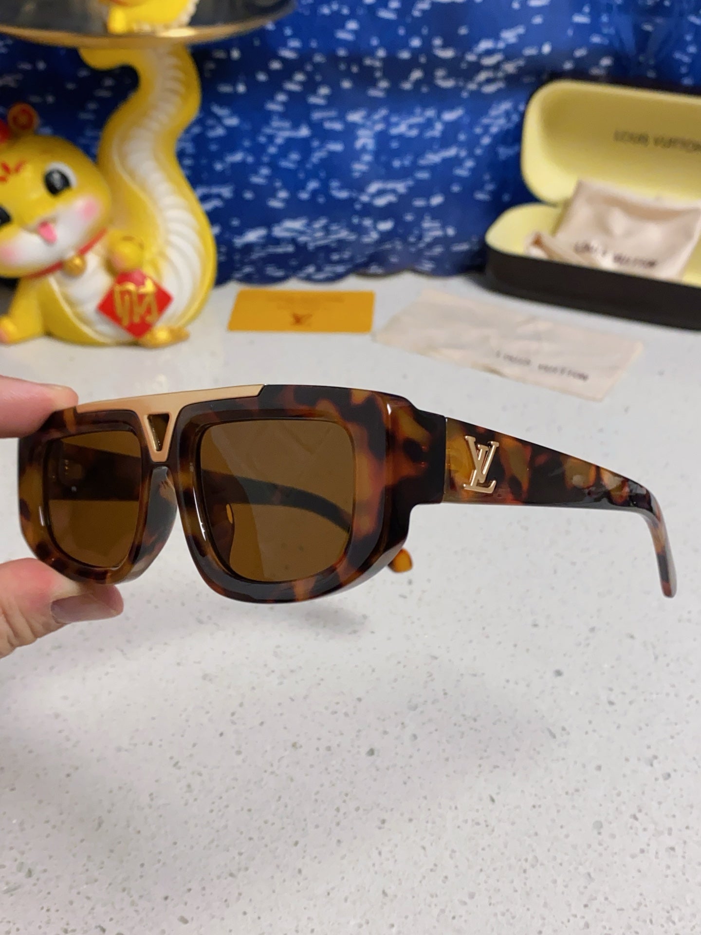 CLASH PILOT SUNGLASSES 567479 IN HAVANA ACTETE GOLD METAL