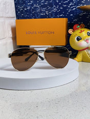 PILOT SUNGLASSES 571634 IN GOLD METAL BROWN LENSES MONOGRAM LOGO
