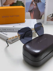 CHAIN SQUARE SUNGLASSES 570261 IN GOLD METAL BLACK LENS