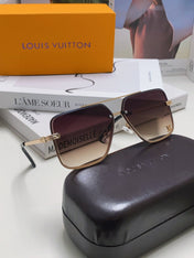 SQUARE SUNGLASSES 570264 IN GOLD METAL BROWN SMOKE LENS
