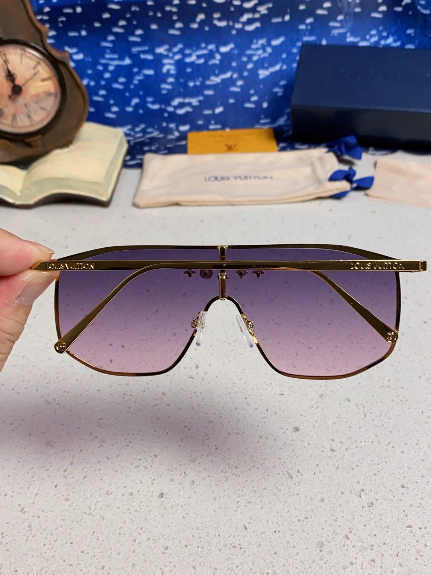 GOLDEN MASK SUNGLASSES 582731 IN GOLD METAL PURPLE SMOKE LENSES