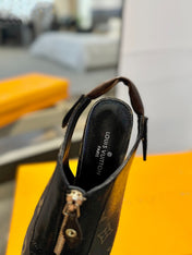 ALLURE HIGH 8 CM SLINGBACK IN CHOCOLATE BROWN MONOGRAM CALFSKIN