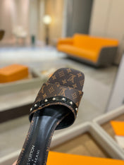 LV X TM 6AM HIGH 4 CM MULE IN CHOCOLATE BROWN MONOGRAM CALFSKIN