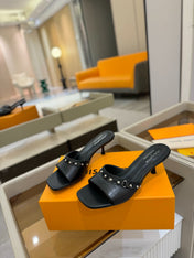 LV X TM 6AM HIGH 4 CM MULE IN BLACK CALFSKIN