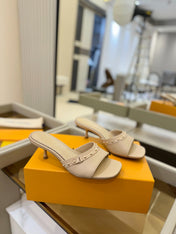 LV X TM 6AM HIGH 4 CM MULE IN LINEN TAN CALFSKIN