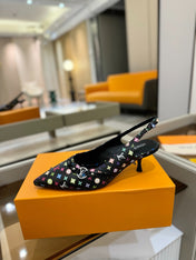 HIGH MULE 4 CM IN BLACK MONOGRAM CALFSKIN