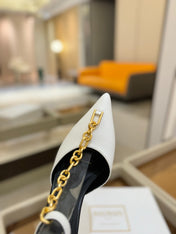 BALMAIN 25S SYNC STILETTOS WITH POINTED TOE 95MM IN WHITE CALFSKIN