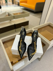 BALMAIN 25S SYNC STILETTOS WITH POINTED TOE 95MM IN BLACK CALFSKIN