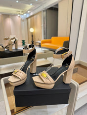 BALMAIN 25S WEDGE HEELS 100MM IN NUDE CALFSKIN