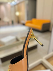 BALMAIN 26S HEELED SANDALS 70 MM IN BROWN CALFSKIN