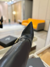 BALMAIN 26S KNEE-HIGH BOOTS 100 MM IN BLACK CALFSKIN