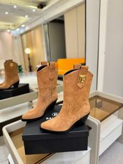 BALMAIN 26S COWBOY ANKLE BOOTS 65 MM IN BROWN SUEDE