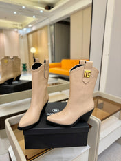 BALMAIN 26S COWBOY ANKLE BOOTS 65 MM IN BEIGE CALFSKIN