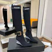 BALMAIN 26S HIGH-TOP BOOTS 75 MM IN BLACK FLYKNIT STYLE 1