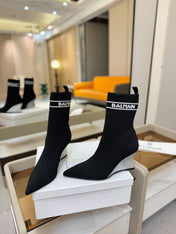 BALMAIN 26S BOOT 75 MM IN BLACK FLYKNIT STYLE 1