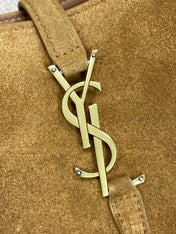 LE 37 SMALL BUCKET BAG 25 IN BROWN SUEDE GOLD HARDWARE