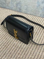 SOLFERINO SMALL SATCHEL 19 IN BLACK CALFSKIN GOLD HARDWARE