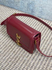 SOLFERINO SMALL SATCHEL 19 IN SCARLET RED CALFSKIN GOLD HARDWARE