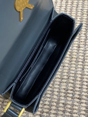 SOLFERINO SMALL SATCHEL 19 IN DARK GREY CALFSKIN GOLD HARDWARE