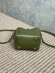 LE 37 MINI BUCKET BAG 15 IN AVOCADO GREEN CALFSKIN GOLD HARDWARE